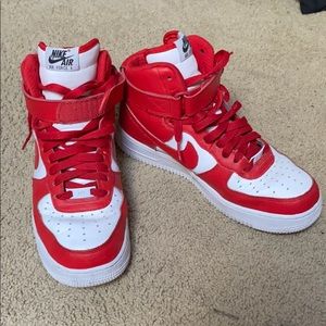 Red Nike air forces - custom red and white